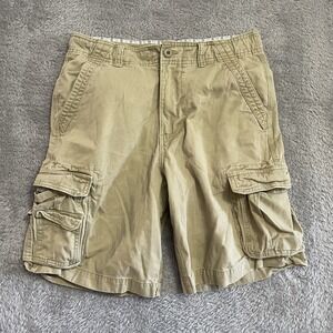 Faded Glory Cargo Shorts Mens Size 32 Vintage Beige Khaki Utility‎ Drawstring